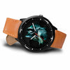 3D Neon Wolf Watch - Stainless steel back with leather/ stainless steel band 005 - designfullprint