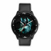 3D Neon Wolf Watch - Stainless steel back with leather/ stainless steel band 005 - designfullprint