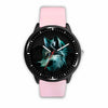 3D Neon Wolf Watch - Stainless steel back with leather/ stainless steel band 005 - designfullprint