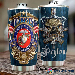 Gift For Veteran Lover Gift For Army Marine Corps US Veteran Personalized Tumbler CH