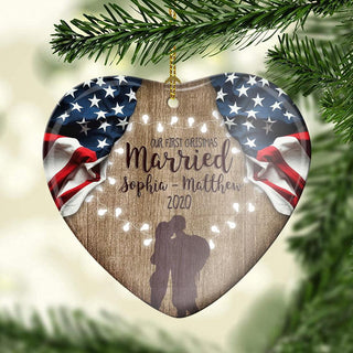 Personalized Our First Christmas Married Ornament LH