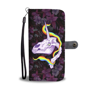 Awesome Cell Phone Wallet Case for Universal Models - Unicorn Skull 001 - designfullprint