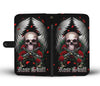 Awesome Cell Phone Wallet Case for Universal Models - Rose and Skull - designfullprint
