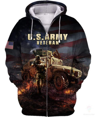Gift For Veteran Lover Gift For Army Army Veteran Sherpa Unisex Size Zip-up Hoodie CH