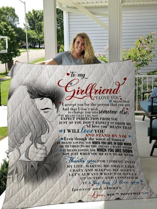 Couple Letter Blanket To My Girlfriend Blanket To My Wife Gift Idea Sherpa And Quilt Blanket CH