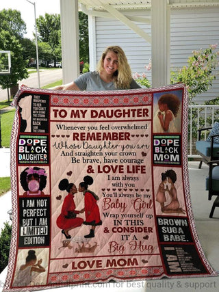 Black Pride Gift For Mom Black Girl From Mom To Daughter Sherpa and Quilt Blanket CH Gift For Daughter Black And Proud 365