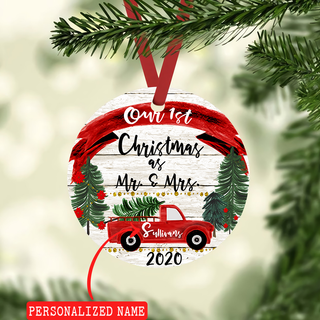 Personalized Our First Christmas Mr And Mrs Ornament LH