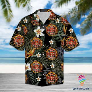 Firefighter Tropical Hawaii Button Shirt CM