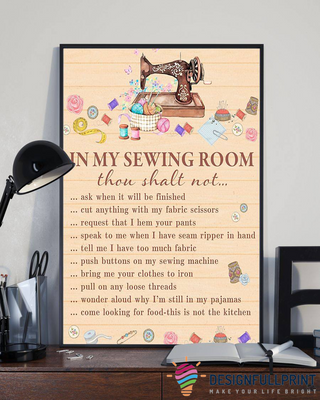 Rules In My Sewing Room Ver 2 Love Sewing Quilting Knit Yarn Canvas Art and Poster CM Gifts For Cat Lovers