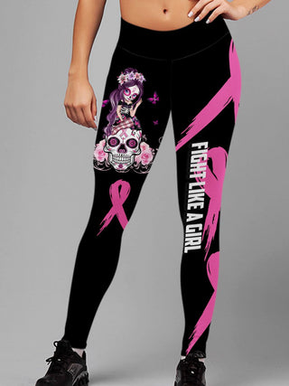 Skull Gift Pink Sugar Skull Girl Breast Cancer Awareness Premium Leggings