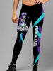 Skull Gift Teal and Purple Sugar Skull Girl Suicide Awareness Premium Leggings
