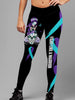 Skull Gift Teal and Purple Fight Like A Warrior™ Sugar Skull Girl Suicide Awareness Premium Leggings