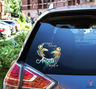 Gift For Turtle Lover I Believe There Are Angels Among Us Turtle Car Sticker NHD