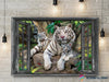 White Tiger Tricky Window Open Wall Art Canvas NH