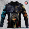 Gift For Viking Lover Gift For Wolf Lover Wolf Viking And Moon Printed US Unisex Size Hoodie LN