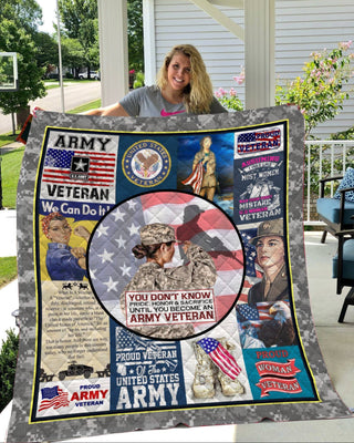 Black Pride Gift For Veteran Lover Gift For Army Army Veteran Proud Woman Veteran Blanket Quilt Blanket LN