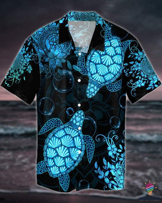 Gift For Turtle Lover Blue Turtle Hawaii Shirt Button Shirt NHD