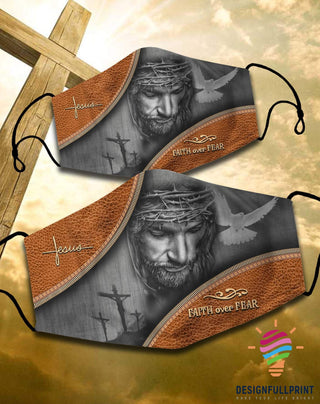 God Faith Over Fear Masque En Tissu En Cuir De Jésus HG Sans Filtre