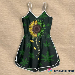 Pot Leaf Sunflower Romper Rompers For Women LH Gift For Hippie Summer Rompers