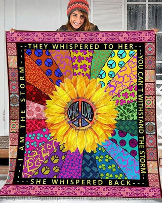 Gift For Hippie Hippie Sunflower Peace Quilt Throw Blanket CH