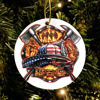 American Hat Firefighter Ornament LH
