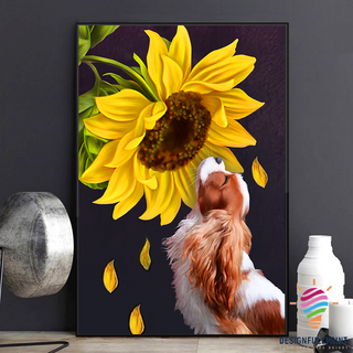 Cavalier Sunflower Canvas Art and Poster CM Gifts For Dog Lovers