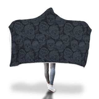 Ultra Soft Wool 3D Skull Hooded Blanket 016 - designfullprint
