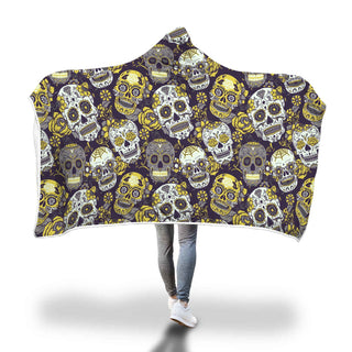Ultra Soft Wool 3D Skull Hooded Blanket 015 - designfullprint