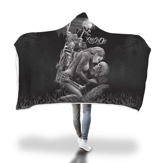 Special Sale: Ride or Die Couple Skull Lovers Hooded Blanket - designfullprint