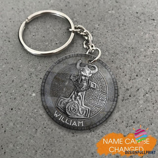Gift For Viking Lover Viking Odin Mjolnir Metal Style Personalized Key Chain HG