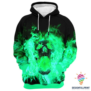 Skull Gift Green Burning Skull Unisex Size Hoodie LN