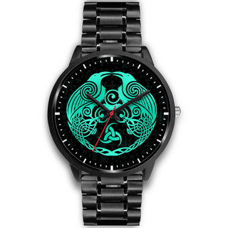 Green Raven Viking Watch - Leather/Stainless Steel Band 001