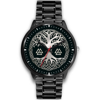 Yggdrasil Valknut Viking Watch - Leather/Stainless Steel Band 002