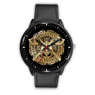 Battle Viking Axes Watch - Leather/Stainless Steel Band 005