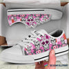 Skull Gift Pink Floral Skull LowTop Canvas Shoes NHD