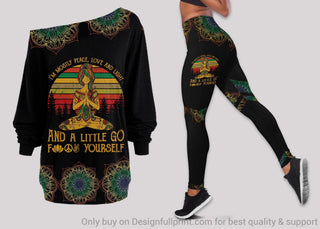 Gift For Hippie Hippie Yoga Girl Off Shoulder Long Sleeve Top and Leggings Set LN