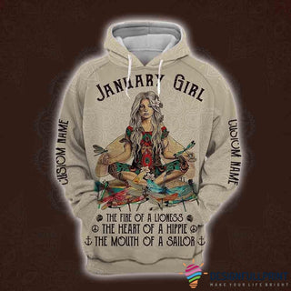 January Yoga Girl Personalized 3D Pullover Unisex Hoodie All Over Printed