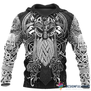 Gift For Viking Lover Viking Hoodie Vikings Odin Tattoo Style Hoodie HG