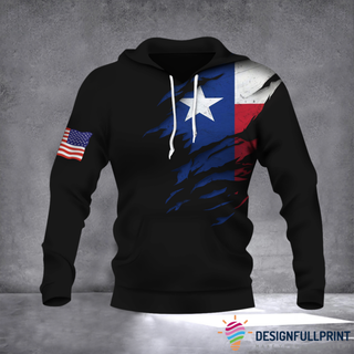 Texas Hoodie Texas Flag  Texas State Flag With American Flag Hoodie HG