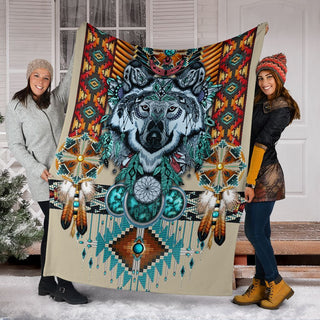 Gift For Wolf Lover Strong Wolf Native American Pattern Blanket Native American Wolf Blanket American Wolf Wolves In Native American Culture  Blanket HG