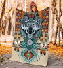 Gift For Wolf Lover Strong Wolf Native American Pattern Blanket Native American Wolf Blanket American Wolf Wolves In Native American Culture  Blanket HG