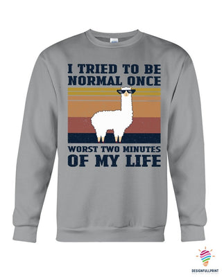 Retro Navy Alpaca I Tried To Be Normal Once Funny Alpaca Hoodie PA