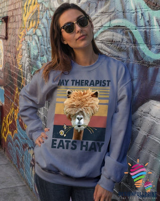 My Therapist Eats Hay Alpaca Alpaca Lovers Long Sleeve LH Alpaca Gifts