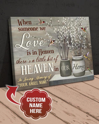 Custom Name Canvas - Heaven In Our Home Hummingbirds And Pussy Willow Canvas HG