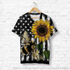 Sunflower Bee US Flag Tshirt HG