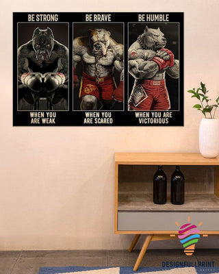 Pitbull Boxing Soyez Strong Pitbull US Marine Poster HG Gifts For Dog Lovers