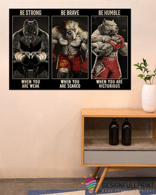 Pitbull Boxing Be Strong Pitbull US Marine Poster HG Gifts For Dog Lovers