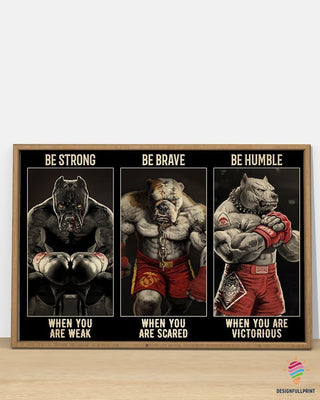 Pitbull Boxing Be Strong Pitbull US Marine Poster HG Gifts For Dog Lovers