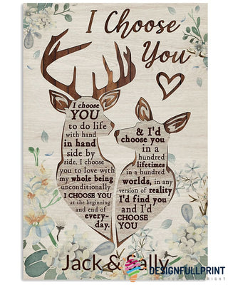 Personalized Deer I Choose You Poster HG first valentine gift for boyfriend And Girlfriend valentine's day poster