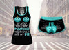 Women's Halloween Pumpkin Pie Girl Tank Top And Shorts Teal Green